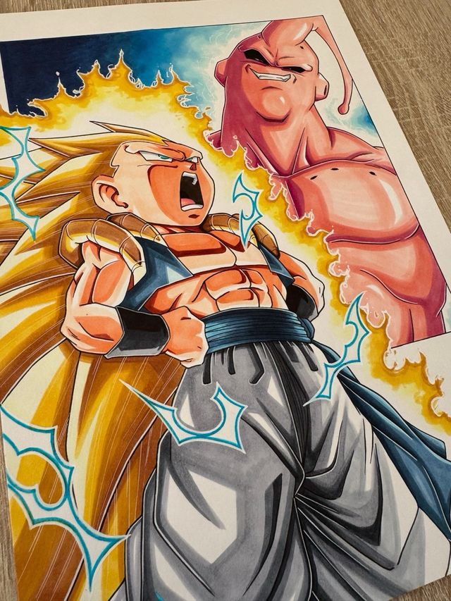 SSJ3 Gotenks VS Super Buu - Disegno fatto a mano