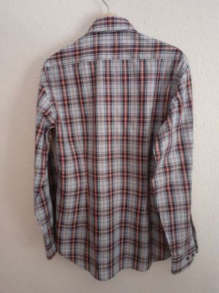 Camisa Soloio cuadros gris con rojo negro
