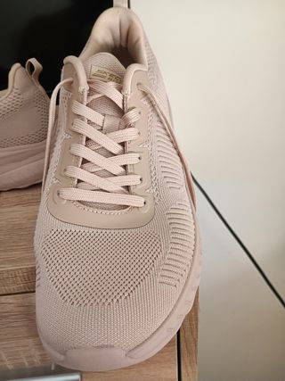 Zapatillas Skechers Mujer Running Beige/Rosa