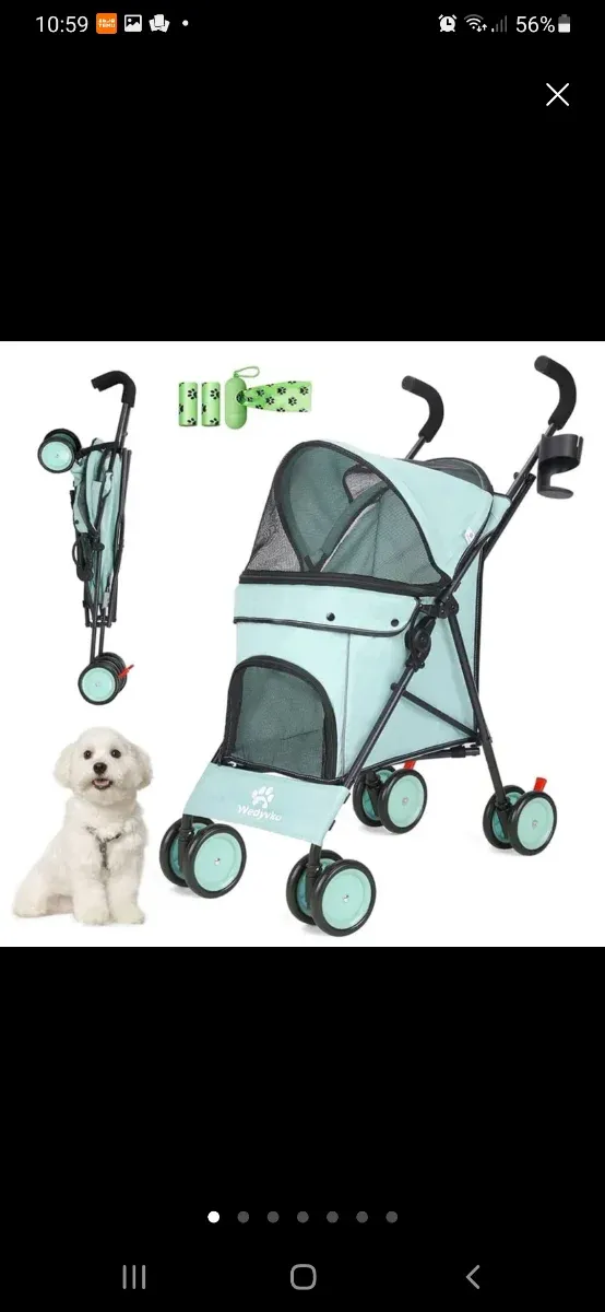 Cochecito para mascotas WEDYVKO color verde azulad