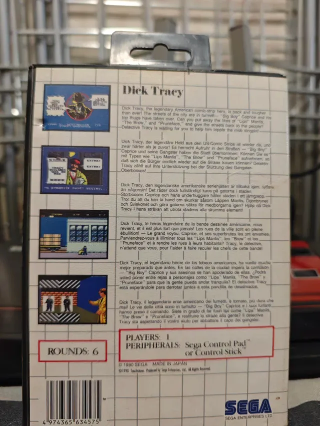 Juego Sega Dick Tracy Máster System
