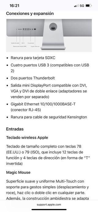 Ordenador iMac Apple Gris/Plata Finales 2013