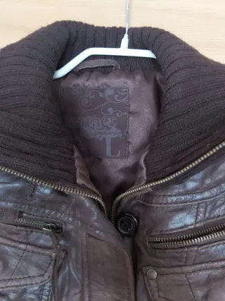 Chaqueta de cuero mujer marrón