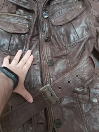 Chaqueta de cuero mujer marrón