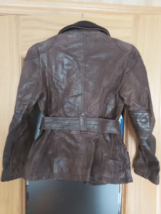Chaqueta de cuero mujer marrón