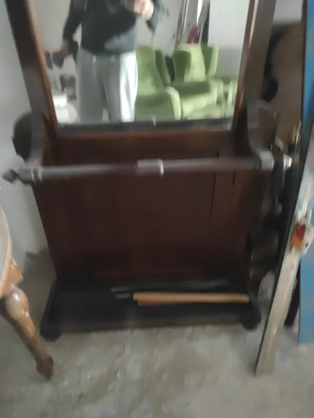 Perchero Paraguero Madera y Cristal