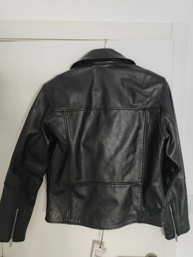 Chaqueta Piel Zara Negra Nueva con Etiqueta