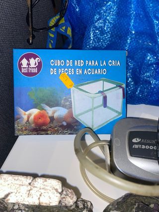Lote accesorios acuario: decoraciones y filtros