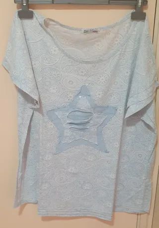 Camiseta azul con estrella desgarrada Talla XL