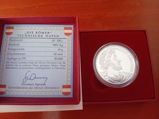 Moneda Plata Los Romanos Marco Aurelio 100 Schilli