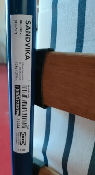Cama Plegable Azul y Blanca