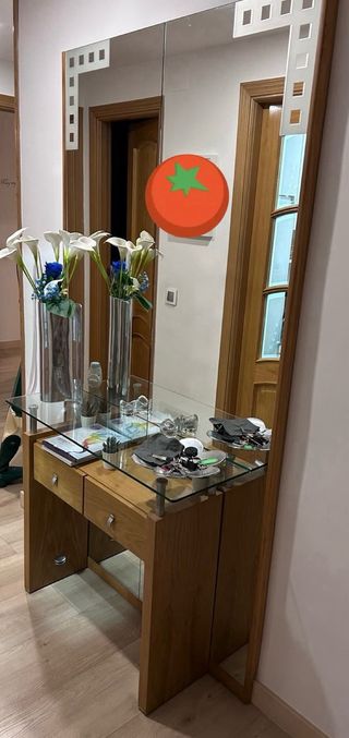Mueble de entrada madera y cristal