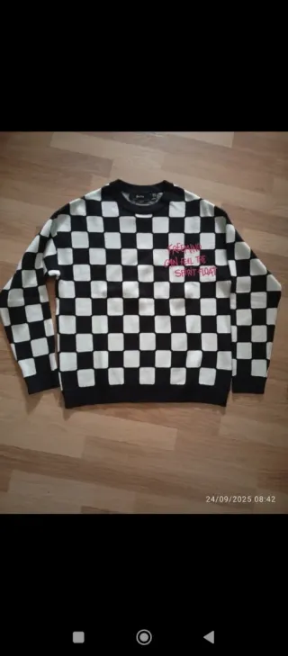 Jersey Bershka cuadros blanco y negro Talla XS