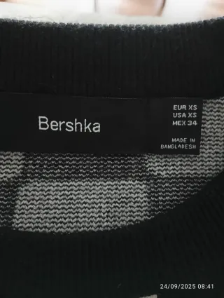 Jersey Bershka cuadros blanco y negro Talla XS