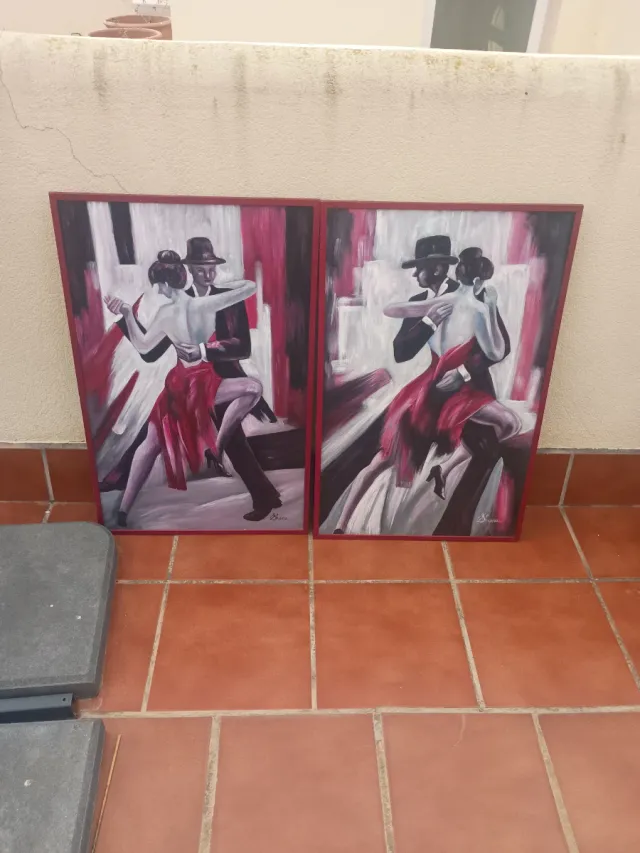 Pareja cuadros óleo pareja bailando Pintado a mano