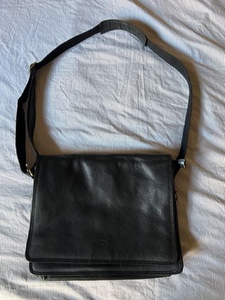 Bolso bandolera piel negro portátil