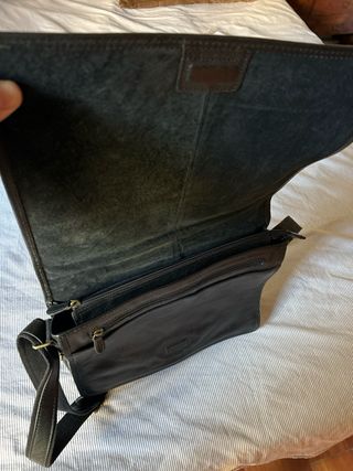 Bolso bandolera piel negro portátil
