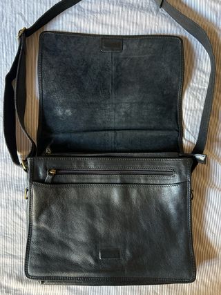 Bolso bandolera piel negro portátil