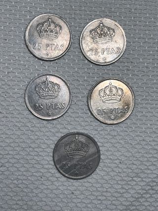 5 Monedas 25 Ptas 1975 Estrella 77,78,79,79,80
