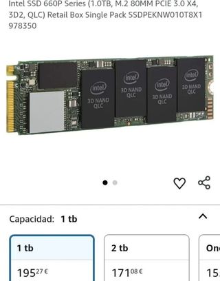 SSD Intel 660p 1TB PCIe 3.0 M.2 NVMe