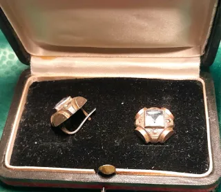 Pendientes Art Decó Antiguos Oro y Plata