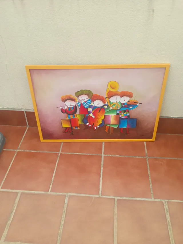 Preciosa pintura al óleo multicolor