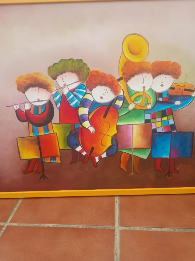 Preciosa pintura al óleo multicolor