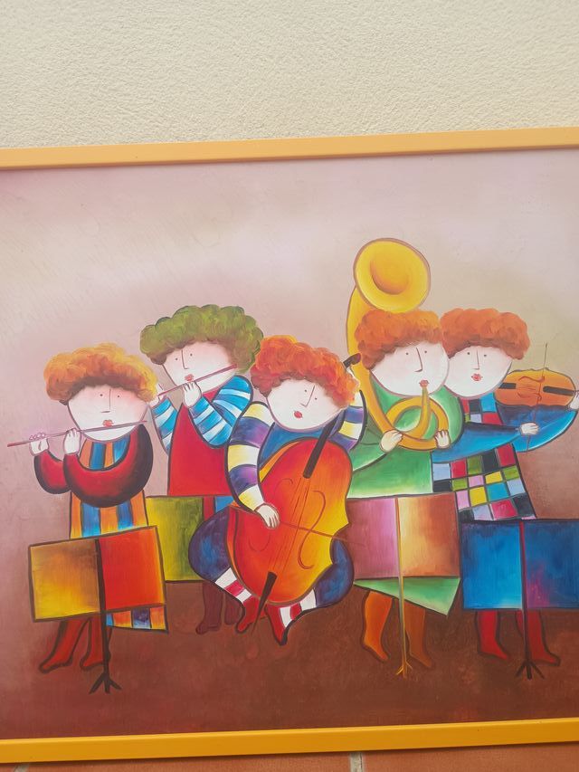 Preciosa pintura al óleo multicolor