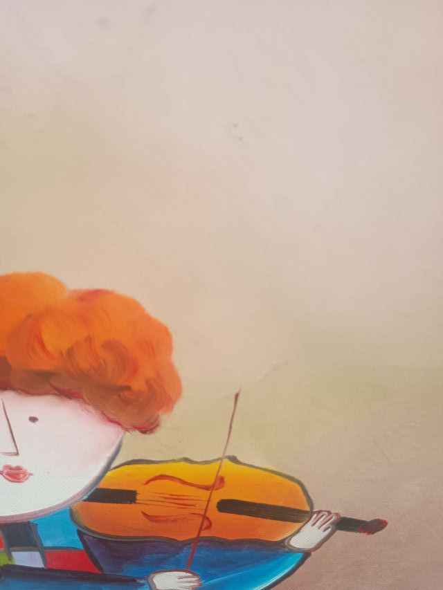 Preciosa pintura al óleo multicolor