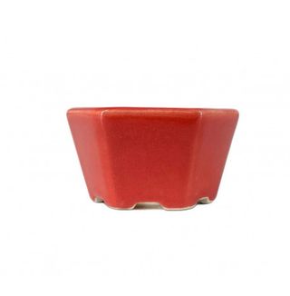 Vaso bonsai hexagonal Yixing 7cm vermelho