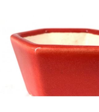 Vaso bonsai hexagonal Yixing 7cm vermelho