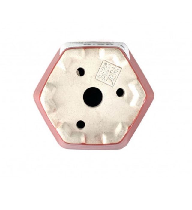 Vaso bonsai hexagonal Yixing 7cm vermelho
