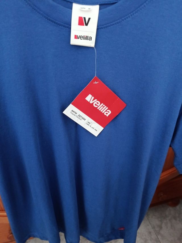 T-Shirt Velilla Algodão Tamanho M Azul
