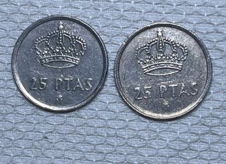 3 Monedas 25 Ptas 1982 (2) y 1984 (1)