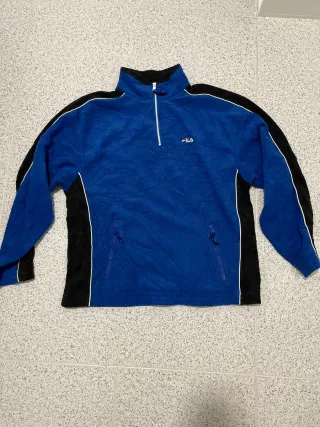 Sudadera polar Fila retro  1/4 cremallera azul y n
