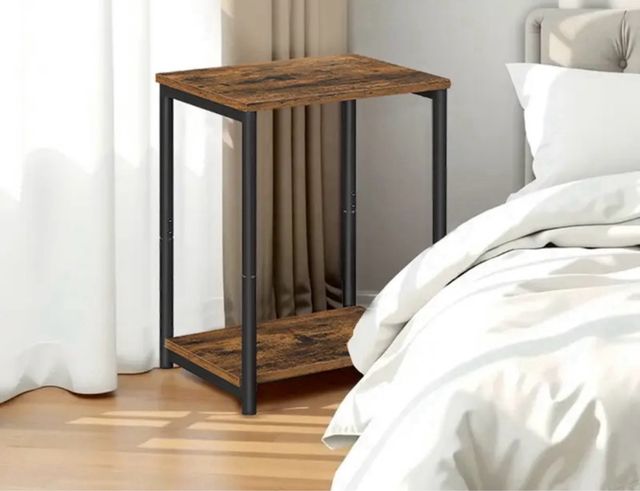 Mesa auxiliar 2 niveles madera y metal