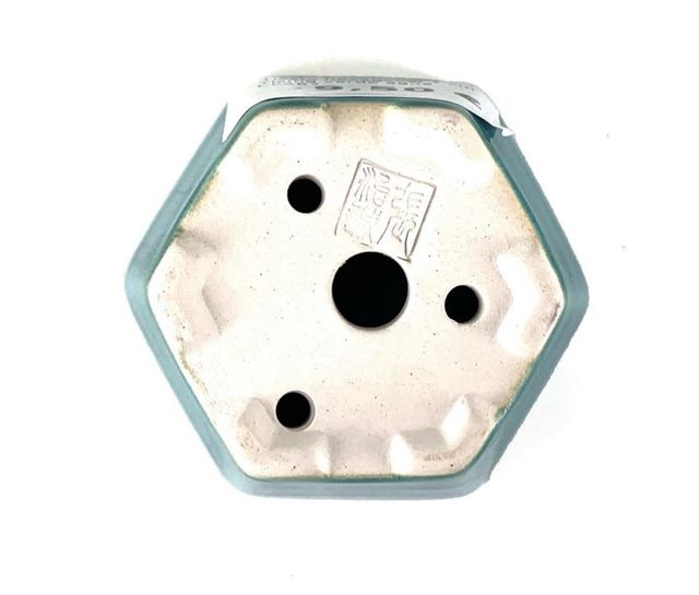 Vaso bonsai hexagonal Yixing 7cm verde água