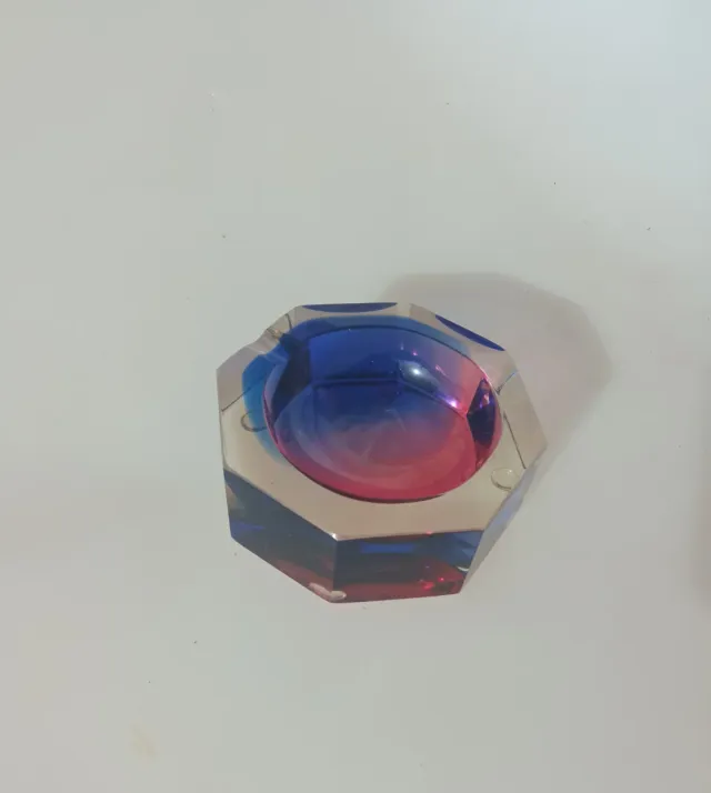 Cenicero Cristal Murano Azul/Rosa