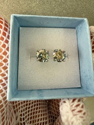 Pendientes Plata 925 Moissanita Gris 1ct