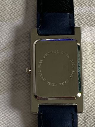 Reloj Quartz Correa Azul Caja Plateada