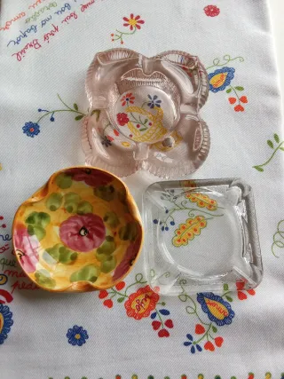 3 Ceniceros vintage vidrio y cerámica