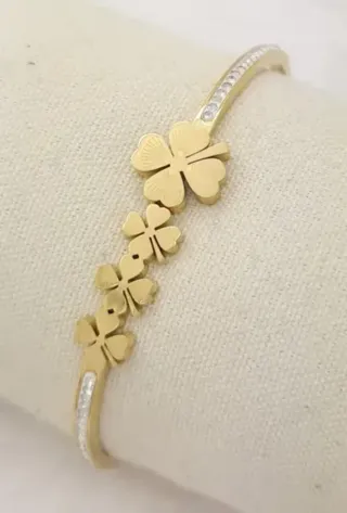 Pulsera Brazalete Tréboles Chapado Oro 18k