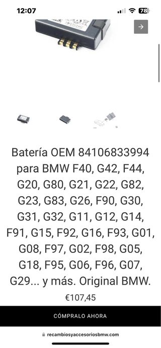 Batería SOS BMW 6 833 994-02 Original
