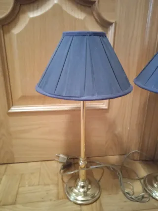 Juego 2 Lámparas Mesilla Noche Doradas