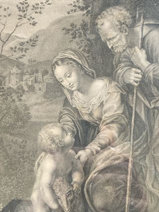 Stupenda stampa religiosa Le repos de la Ste Famil