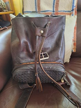 Mochila-bolso cuero 100% marrón
