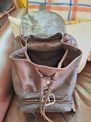 Mochila-bolso cuero 100% marrón