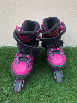 Patines en línea Roces rosas y negros. talla 30-33