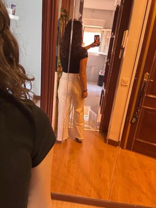 Pantalón ancho Zara blanco