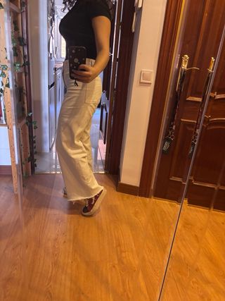 Pantalón ancho Zara blanco
